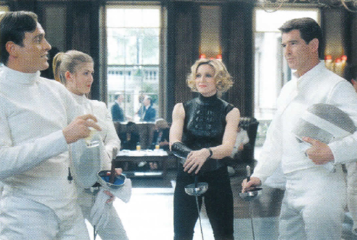 <em>Brosnan shows Madonna the fencing ropes in </em>Die Another Day.