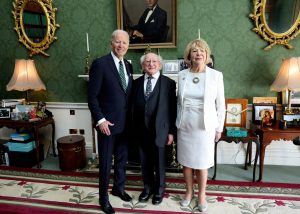 President Joe Biden with President Micheal D. Higgins and Sabina Higgins in the President’s Office at Áras an Uachtaráin.Photo: President.ie