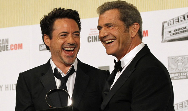 Robert Downey, Jr. and Mel Gibson at the American Cinematheque Awards