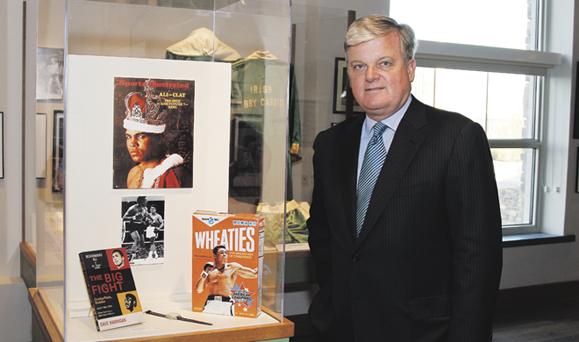 James J. Houlihan, curator of the Fighting Irishmen exhibition, at the Phoenix opening. Photo: Mike Moore.
