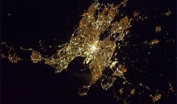 Commander Chris Hadfield's photo of Dublin from space.