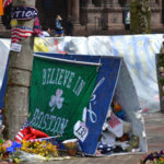 A makeshift memorial to the victims of the Boston Marathon bombings. Photo: Colette Quinlin.