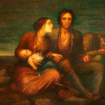 The Irish Famine, painted by George Frederic Watts c. 1848-1850, depicts a young family evicted from their home. The Watts Gallery.
