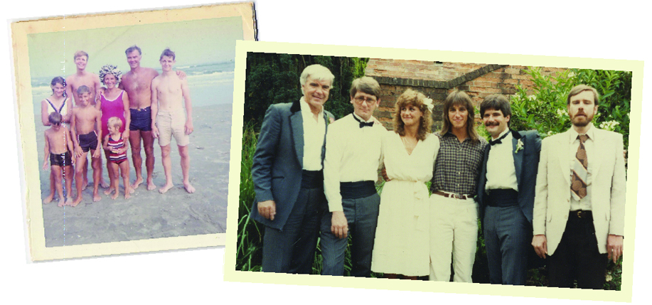 Above: The McCloskey family on the beach at Ocean City, 1968. In 1983: Jack, Steve, Molly, Tim, John and Mike. Courtesy of Molly McCloskey