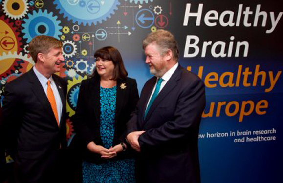 Patrick Kennedy, Co-Fonder One Mind Research; Commissioner Máire Geoghegan Quinn; Dr James Reilly, Irish Minister for Health