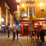 Temple Bar, Dublin at night. One of the locations Des Bishop visits in his new series Under the Influence.