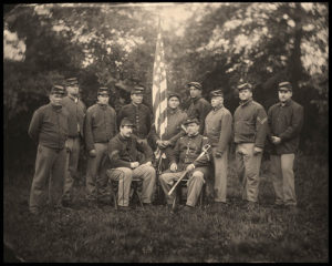 Members of the 69th NYSV Historical Association in a half plate tin type photograph by Robert Szabo. Photo courtesy of the 69th NYSV Historical Association.