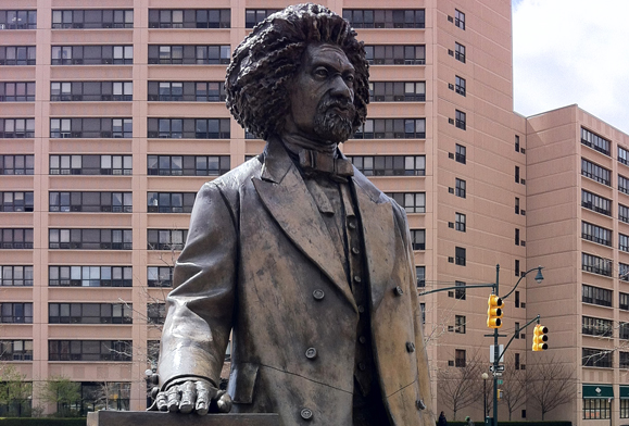 The Frederick Douglass statue on 110th Street in Manhattan. Photo: Sheila Langan.