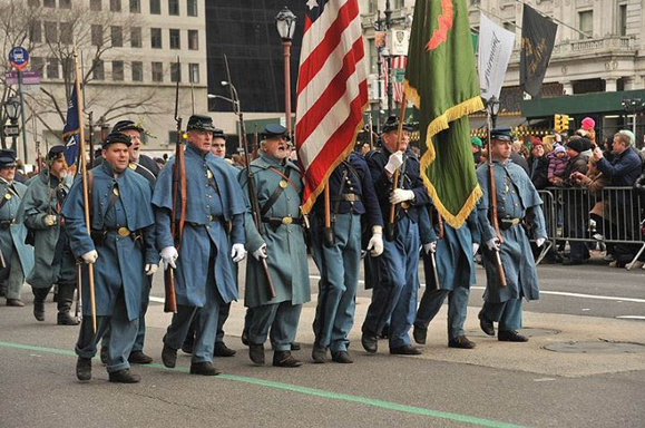 The 69th NYSV Historical Association marches in the New York S. Patrick's Day Parade. Photo courtesy of the 69th NYSV Historical Association.