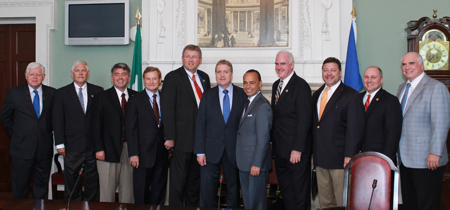 Congressman John Larson (CT), Pete Sessions (TX), Cory Gardner (CO), Spenser Bachus (AL), Eric Paulsen (MN) Chairman of the Oireachtas Committee on Foreign Affairs Pat Breen T.D, Luis Gutlerrez (IL) , Patrick Meehan (PA) , Bill Shuster (PA), Steve Scalise (LA), John Larson (CT), Mike Kelly (PA) at Leinster House.