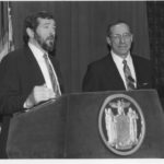 Michael Dowling with Gov. Mario Cuomo at a press conference in May '82