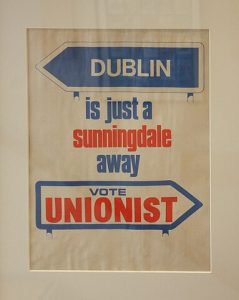 A United Ulster Unionist poster, warning that the Sunningdale Agreement would lead to "Dublin Rule." The sign was included in a Troubled Images Exhibition in AUgust 2010. Photo: Wikipedia