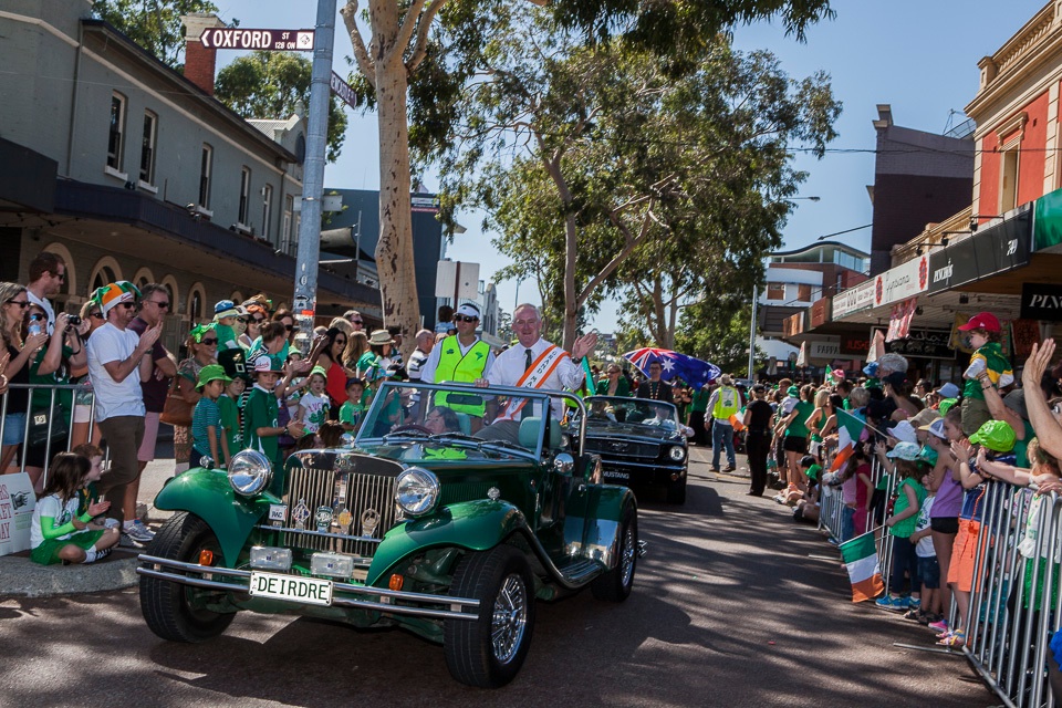 Perth's 2014 St. Patrick's Day Parade Grand Marshal in a grand ride. (Image: stpatricksfestivalwa.com)