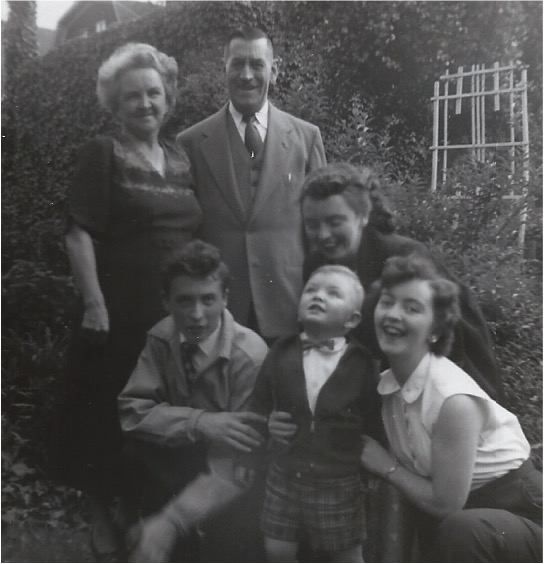 LEFT: Mary and John O’Connor with their daughters Josephine and Helen, their son John and Josephine’s first son, Mary’s first grandchild, Richard Reilly, at the O’Connor family home at 92 St. Marks Place, Park Slope, Brooklyn in 1953.