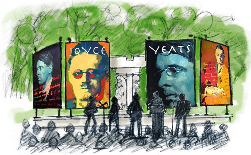 A public celebration of Yeats and Joyce aat Dupont Circle. This image was used for the program and chosen through a design competition at the Irish Embassy in Washington, D.C. (Photo courtesy Department of Foreign Affairs, Ireland)