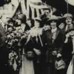 Joe McGarrity (center) greeting Countess Constance Markievicz at Broad Street Station, Philadelphia in April 1922.
