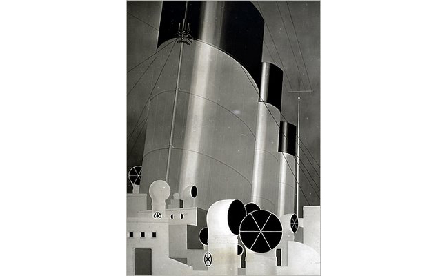 Gerald Murphy, “Boatdeck,” 1923. Now lost. At it’s debut at the 1924 Salon des Indépendants, the Paris Herald reported that the 18-by-12-foot piece “could scarcely be seen, so great a crush was around” it.