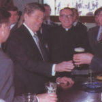 President Reagan has a pint of Smithwicks to toast his arrival in Ballyporeen.