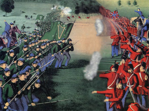 Historically accurate portrait of the Battle of Ridgeway. It was the first time the IRA insignia on the Fenian banner was used.