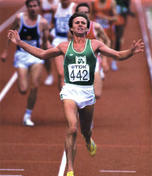 Eamonn Coughlan finishes first in the 1500m at the World Track & Field Championships in Helsinki in 1983.