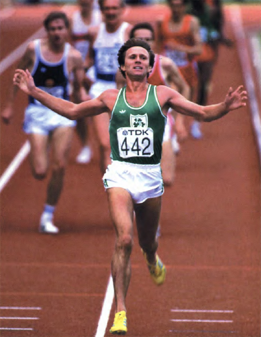 Eamonn Coughlan finishes first in the 1500m at the World Track & Field Championships in Helsinki in 1983.