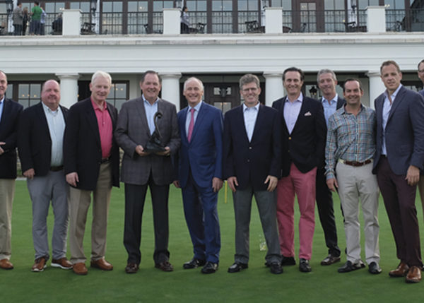 The Ireland Funds 2018 NJ Golf Classic Committee with Honoree Bob Garrett. L – R: Kyle Clifford, Anthony Callaghan, Eddie Dowling, Michael Higgins, Bob Garrett, John Fitzpatrick, Martin Kehoe, Angus Miller, Pat Leahy, Matthew McBride, George Stall, Michael Hurly, and Pat Tully.