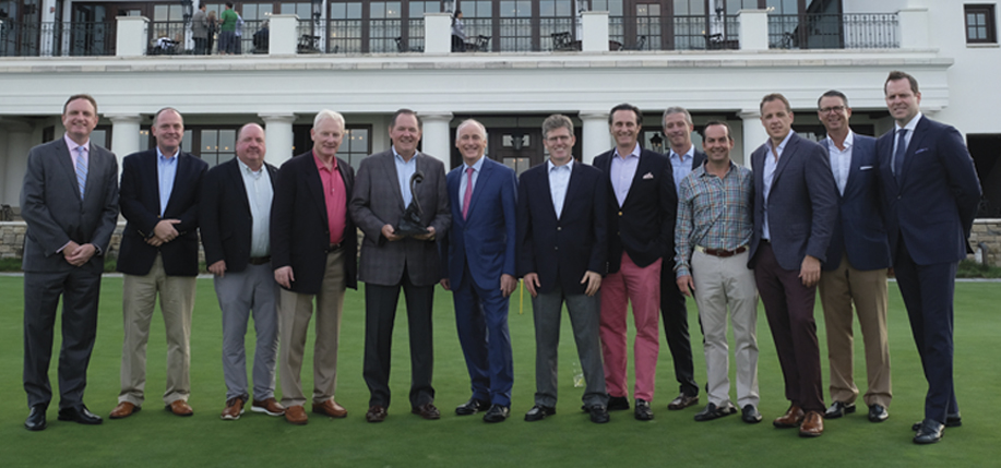 The Ireland Funds 2018 NJ Golf Classic Committee with Honoree Bob Garrett. L – R: Kyle Clifford, Anthony Callaghan, Eddie Dowling, Michael Higgins, Bob Garrett, John Fitzpatrick, Martin Kehoe, Angus Miller, Pat Leahy, Matthew McBride, George Stall, Michael Hurly, and Pat Tully.