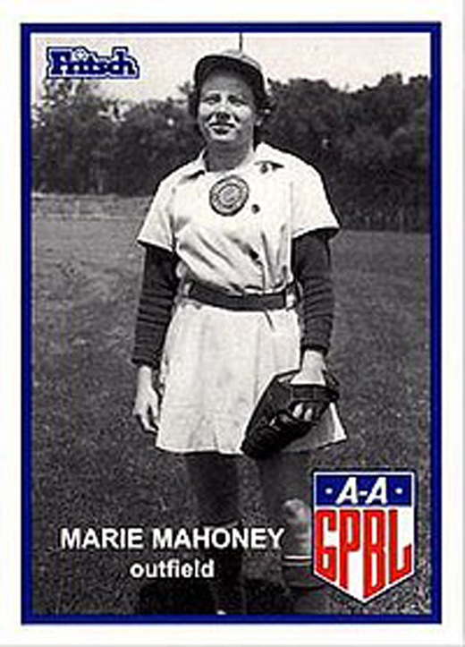 <em>Marie Mahoney's baseball card.</em>