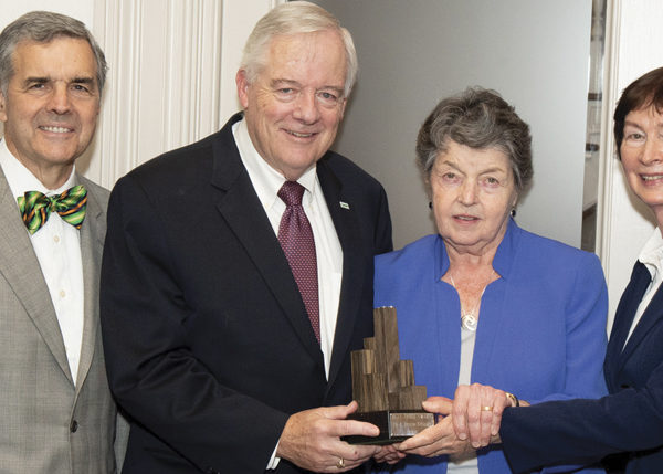 Jim Quinn, President of Flax Trust America with honorees Ed and Brigid Kenney and Sr. Mary Turley, Director of Flax Trust.