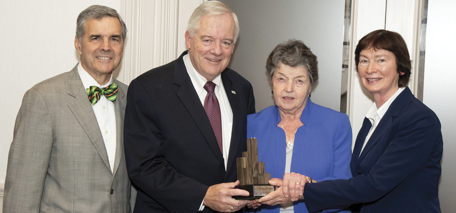 Jim Quinn, President of Flax Trust America with honorees Ed and Brigid Kenney and Sr. Mary Turley, Director of Flax Trust.