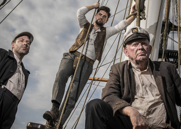 On the Dunbrody: Irish actors Ronan Barry, Stephen Byrne and Eugene McLoughlin, who featured in a production of the Glencairn one-act plays on board the ship.