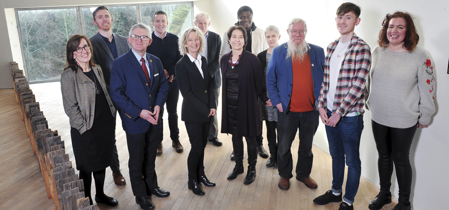 Members of the UCC's University Sanctuary Working Group with UCC President, Professor Patrick O'Shea (second from left), and Professor Caroline Fennell, Senior VP at UCC.