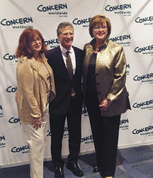 <em>Concern Worldwide Seeds of Hope 2017 honoree, Eileen McDonnell, pictured with Bob and Linda Eichler.</em>