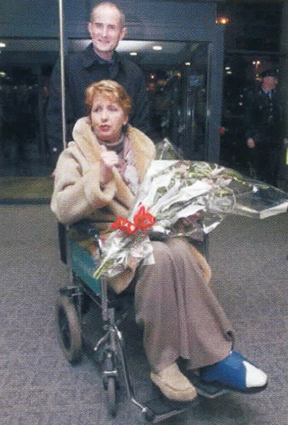 Mary McAleese leaving the hospital.