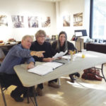 Ciarán O'Reilly, in the act of directing The Dead with Paul Muldoon and novelist Jean Hanff Korelitz, who had the idea to do James Joyce's short story as an immersive theater production.