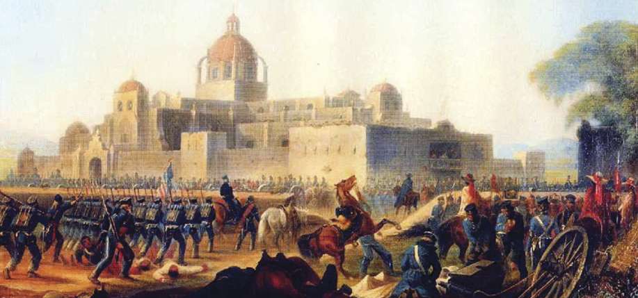 The Churubusco monastery at the height of the 1847 Battle of Churubusco, during which the Batallón de San Patricio was captured, painted by James Walker.