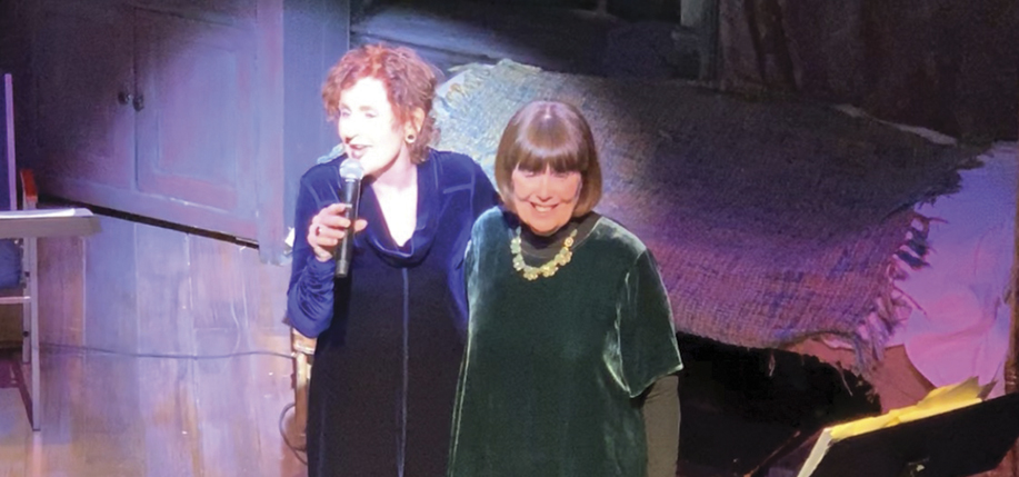 Singer Mary Deady and author Mary Pat Kelly in performance at the Irish Repertory Theatre.