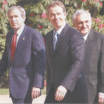 President George W. Bush, Prime Minister Tony Blair and Taoiseach Bertie Ahern at Hillsborough Castle at County Down.