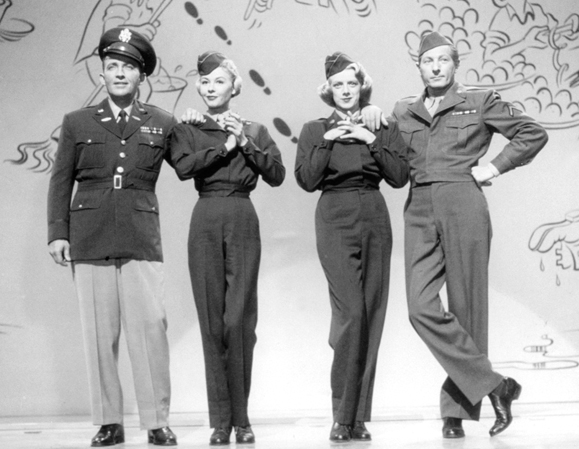 <em>Bing Crosby, Vera Ellen, Rosemary Clooney and Danny Kaye in <strong>White Christmas</strong>.</em>