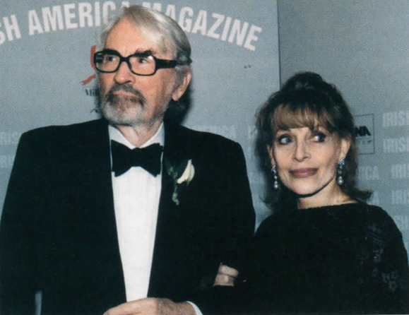 <em>Gregory Peck and his wife, Veronique at <strong>Irish America's</strong> Irish of the Century Party, 1999.</em>