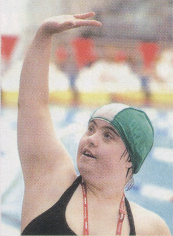 <em>Irish athlete Brid Lynch celebrates winning a silver medal in the 400 meter freestyle Division 3 final.</em>