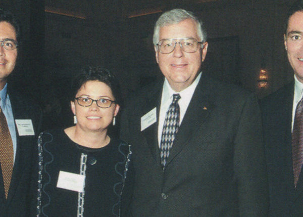 L to R: Congressman Javier Becerra (D. CA), Trina Vargo, US/Ireland Alliance, Senator Mike Enzi, (R. Wyoming) nd Jack Krumholtz, Microsoft.