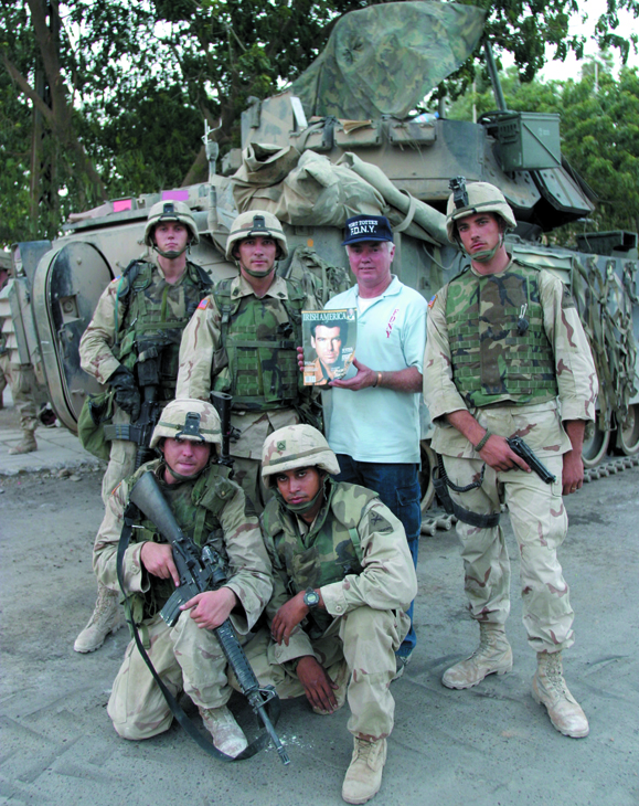 Larry Connors, veteran of the 7th Cavalry, and recently retired FDNY chief, brings Irish America to the troops in Baghdad. Connors, who lives in Long Island with his family, was part of a humanitarian aid airlift sponsored by the U.S. State Department and Diageo, an international distributer of beverages that includes Guinness.