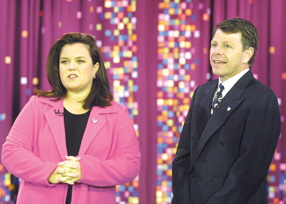 Rosie O'Donnell welcomes Brian Connolly of AVON to "The Rosie O'Donnell Show". The show has teamed up with the Avon Breast Cancer Crusade for Breast Cancer Awareness month during October 2001.