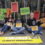 The climate action campaign group Extinction Rebellion Ireland stage a sitdown in Dublin on July 16.