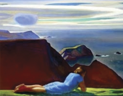 "Annie McGinley" lying on the Donegal cliffs, by Rockwell Kent. Courtesy of the Plattsburgh State Art Museum.