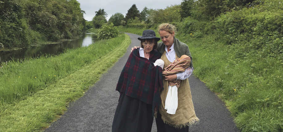 Christine Kinealy and Caroilin Callery on the walk from Roscommon to Dublin in memory of the exiles of 1847.