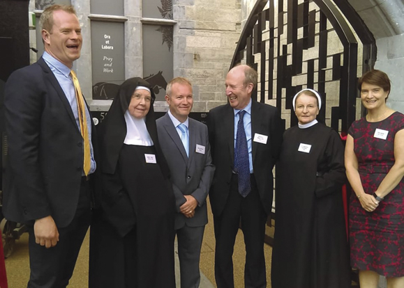 Conor Coyne, chief executive of the Kylemore Trust, Sr. Maire Hickey, Mark Mitchell Henry, Minister Shane Ross, Sr. Magdelena, and Orla Carrol of Failte Ireland.