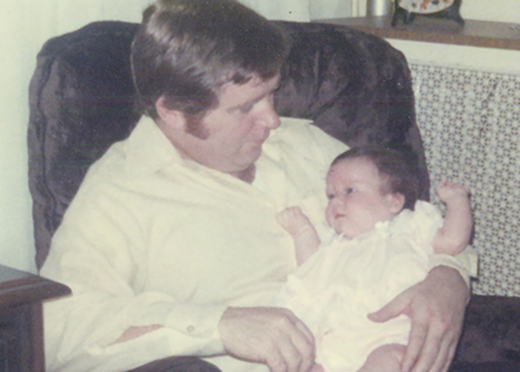Author Mary Beth Keane as an infant with her father, Willie.