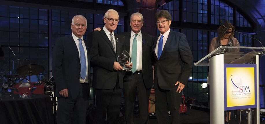 Dr. Paddy Boland (second from left), and (left to right): dinner co-chairs Sean Mackin, Mike Carty, and Dr. Jonathan Lewis, an honorary board member of the Sarcoma Foundation and the 2019 event chair.